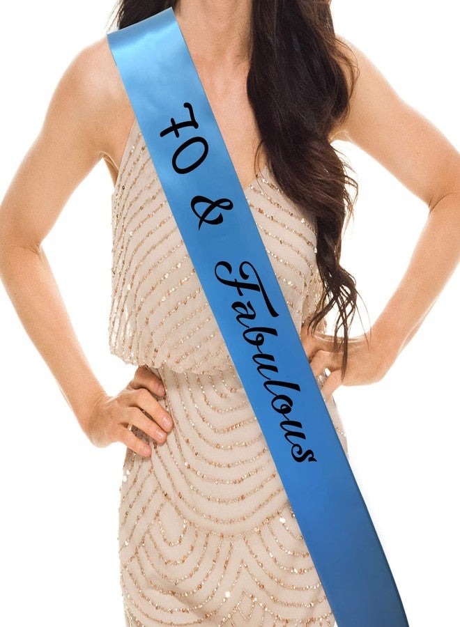 Hubops وشاح Hubops 70 & Fabulous لحفلات أعياد ميلاد الفتيات / وشاح زينة حفلات عيد الميلاد السبعين (أزرق) - Image 2